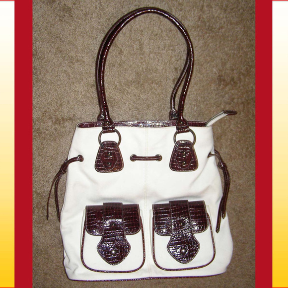 🍷New Earth Axxessories canvas & faux leather bag Summer tote - Picture 1 of 8